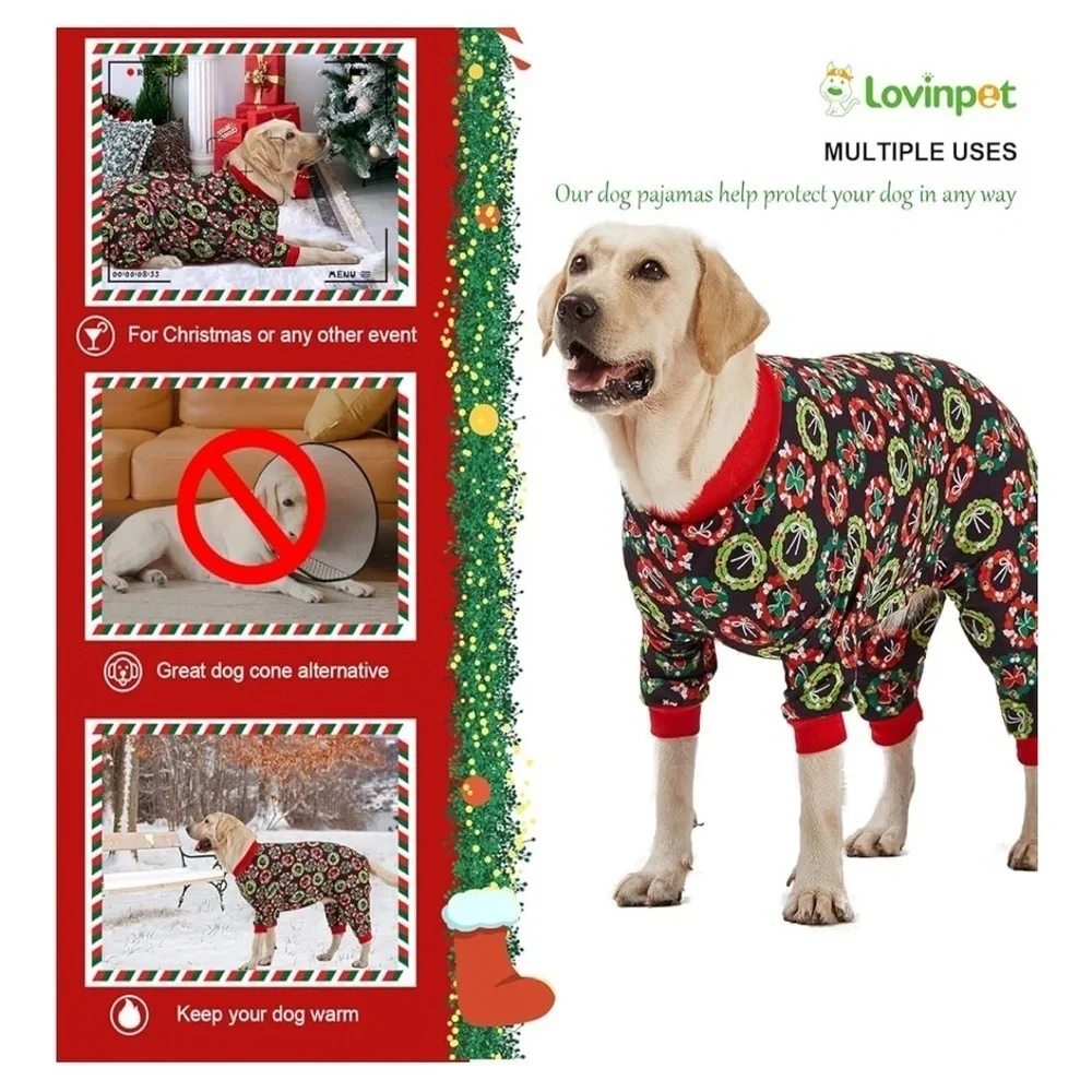 NWT Festive Black and Red Dog Pajamas Clothing size L